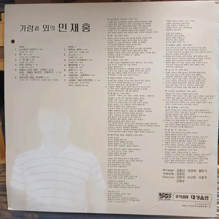 [BUNJANG] Garamgwa Moe Min Jae-ho 1983 Solo Album LP / 가람과뫼 민재호LP 83년 솔로 앨범 MINT
