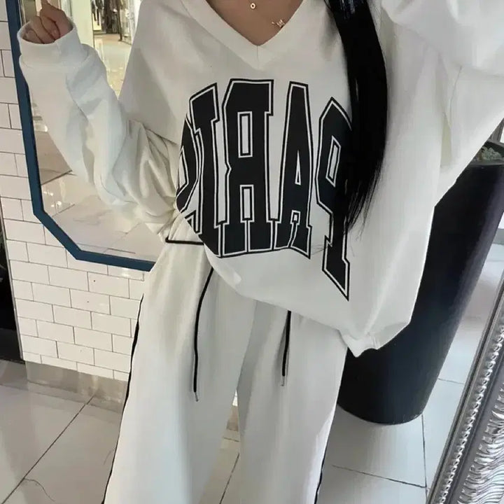 [BUNJANG] One Shoulder Oversized V-Neck Top / 원오프숄더 맨투맨