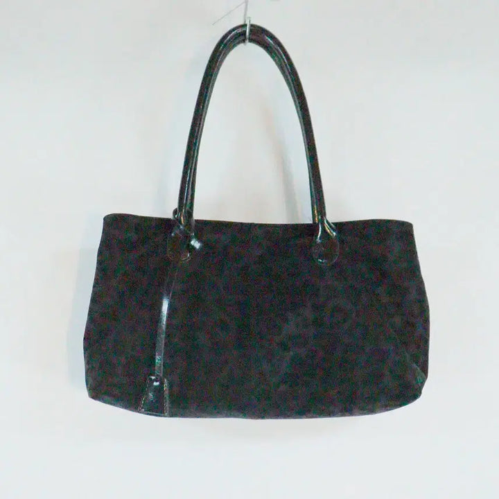 [BUNJANG] No Brand Leopard Print Suede Tote Bag / 블랙 레오파드 세무느낌 백