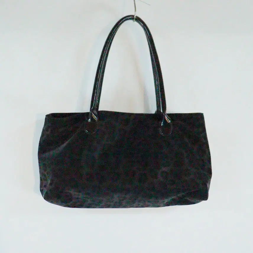 [BUNJANG] No Brand Leopard Print Suede Tote Bag / 블랙 레오파드 세무느낌 백