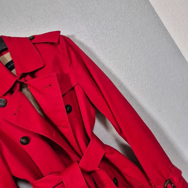 [BUNJANG] Vicolique Red Quilted Trench Coat - Size 55 / 비꼴리끄 레드 누빔 트렌치코트 55