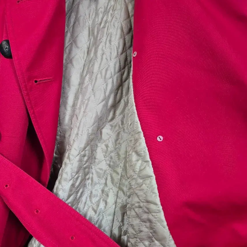 [BUNJANG] Vicolique Red Quilted Trench Coat - Size 55 / 비꼴리끄 레드 누빔 트렌치코트 55