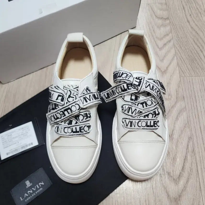 [BUNJANG] Lanvin Collection Leather Embroidered Strap Sneakers / [230]한섬 랑방컬렉션 레더 자수 스트랩 스니커즈 레터링 리본 운동화