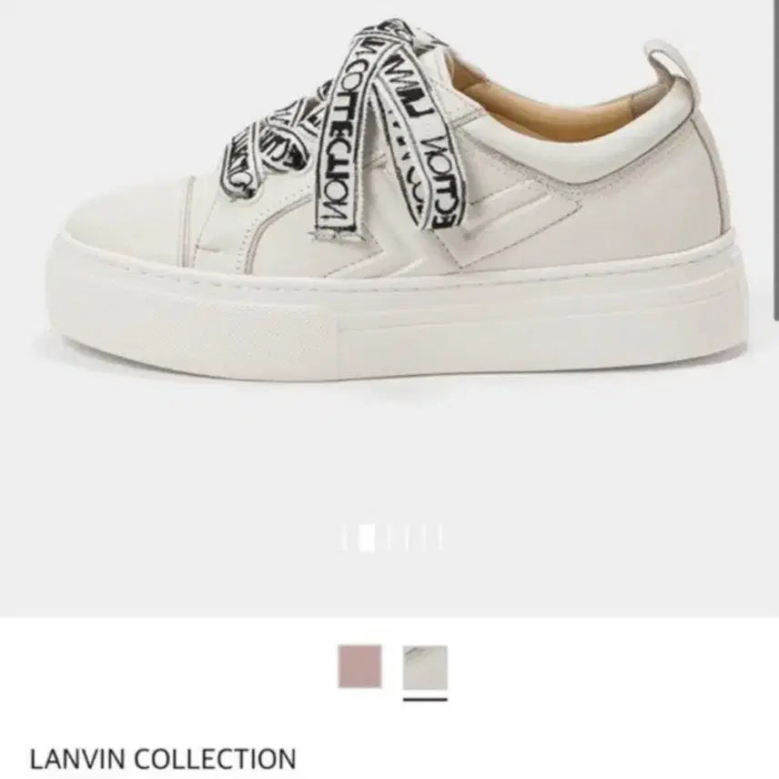 [BUNJANG] Lanvin Collection Leather Embroidered Strap Sneakers / [230]한섬 랑방컬렉션 레더 자수 스트랩 스니커즈 레터링 리본 운동화