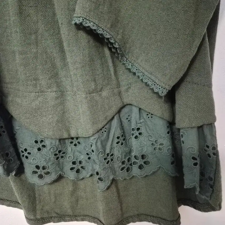 [BUNJANG] Layered Lace Green Blouse / 옷장정리) 레이스 레이어드 그린 블라우스