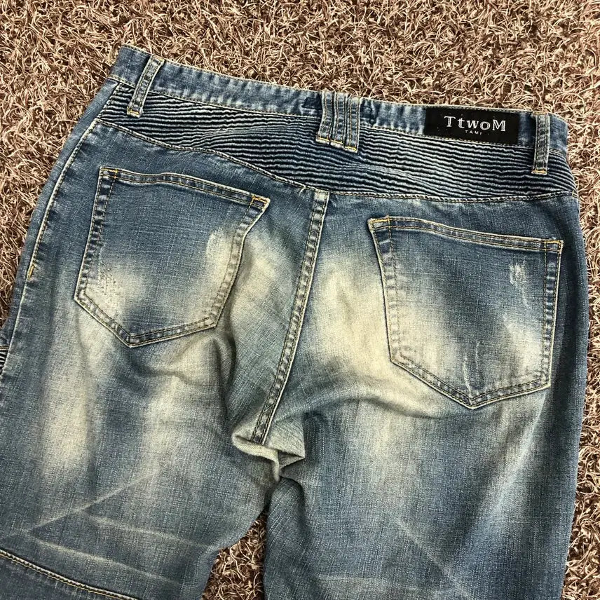 [BUNJANG] Vintage Washed Biker Denim Pants / 32 빈티지 워싱 바이커 데님 팬츠
