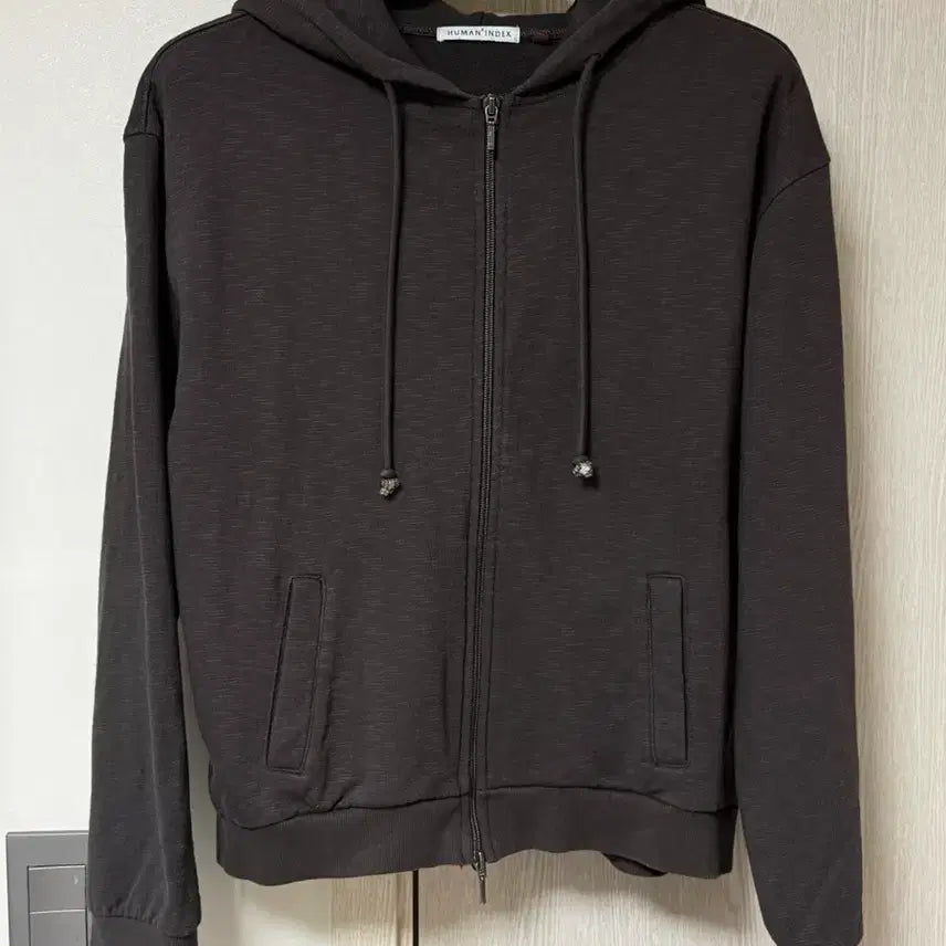[BUNJANG] Polytelu Human Index Slub Single Zip Hoodie Brown / 2) 폴리테루 휴먼인덱스 휴먼 슬럽 싱글 집 후디 브라운