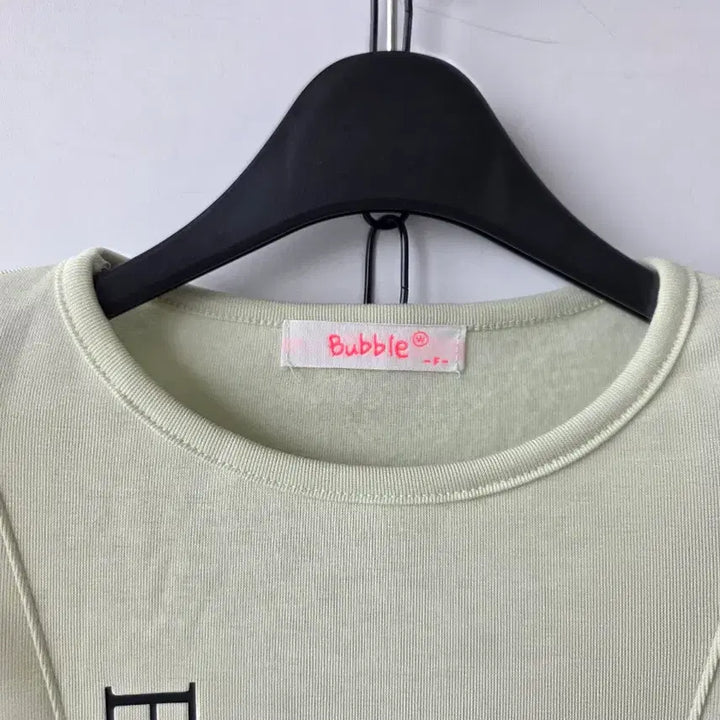 [BUNJANG] Mint Green Cropped T-Shirt (New) / 44)연두 영문 크롭티셔츠/새제품