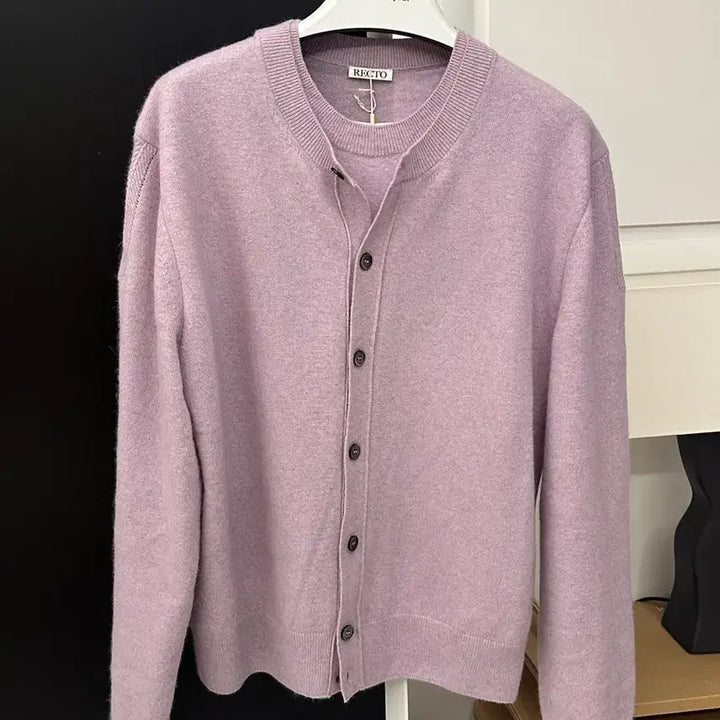 [BUNJANG] RECTO 25FW Crew Neck Layered Cardigan Lavender / 렉토 25fw 크루넥 레이어드 가디건 s 라벤더