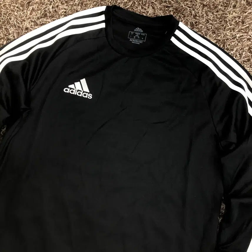 [BUNJANG] Adidas Three Stripes Training Long Sleeve Shirt Black / M 아디다스 삼선 트레이닝 긴팔 블랙