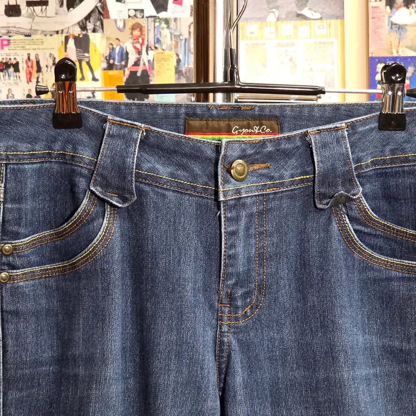 [BUNJANG] Vintage Stitch Low Rise Bootcut Denim Pants / 빈티지 스티치 로우라이즈 부츠컷 진청 데님 팬츠