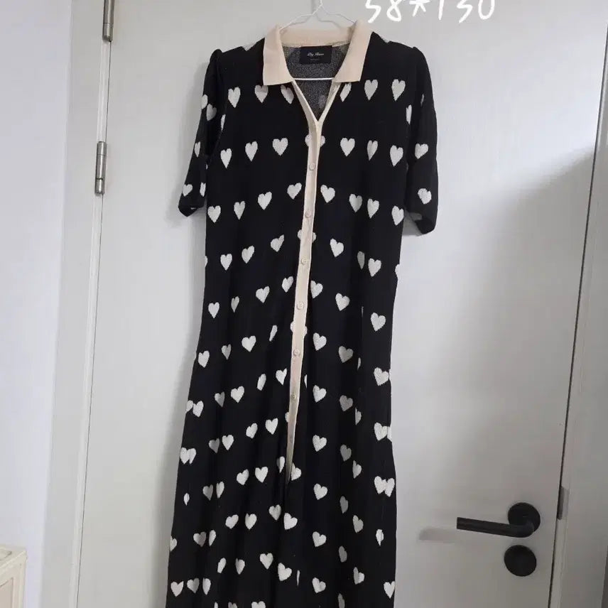 [BUNJANG] Heart Pattern Long Knit Dress / 하트 패턴 롱 니트 원피스