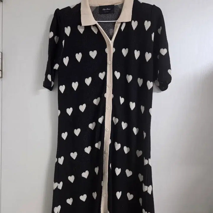[BUNJANG] Heart Pattern Long Knit Dress / 하트 패턴 롱 니트 원피스