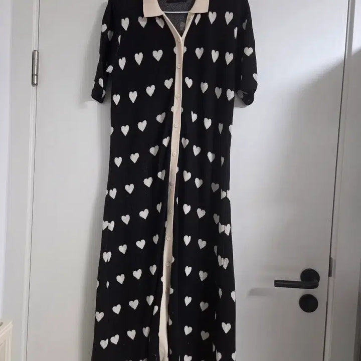 [BUNJANG] Heart Pattern Long Knit Dress / 하트 패턴 롱 니트 원피스