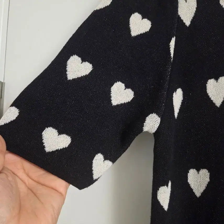 [BUNJANG] Heart Pattern Long Knit Dress / 하트 패턴 롱 니트 원피스