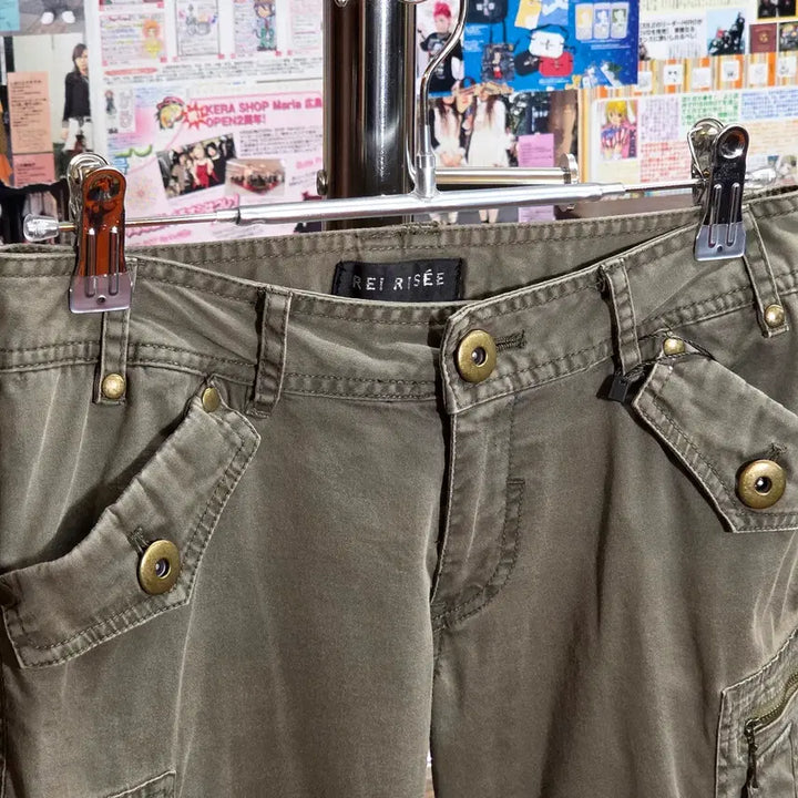 [BUNJANG] JPN Khaki Cargo Low Rise Bootcut Cotton Pants / JPN 카키 카고 로우라아즈 부츠컷 코튼 팬츠