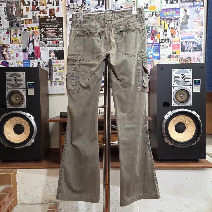 [BUNJANG] JPN Khaki Cargo Low Rise Bootcut Cotton Pants / JPN 카키 카고 로우라아즈 부츠컷 코튼 팬츠