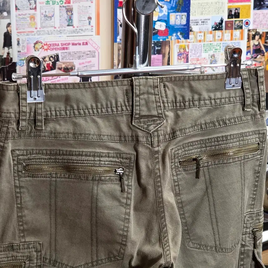 [BUNJANG] JPN Khaki Cargo Low Rise Bootcut Cotton Pants / JPN 카키 카고 로우라아즈 부츠컷 코튼 팬츠