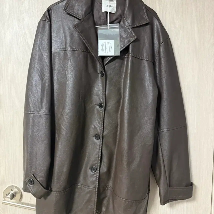 [BUNJANG] D.Chive Brown Leather Jacket / 새상품)D.Chive 브라운 레더 자켓 데일리쥬