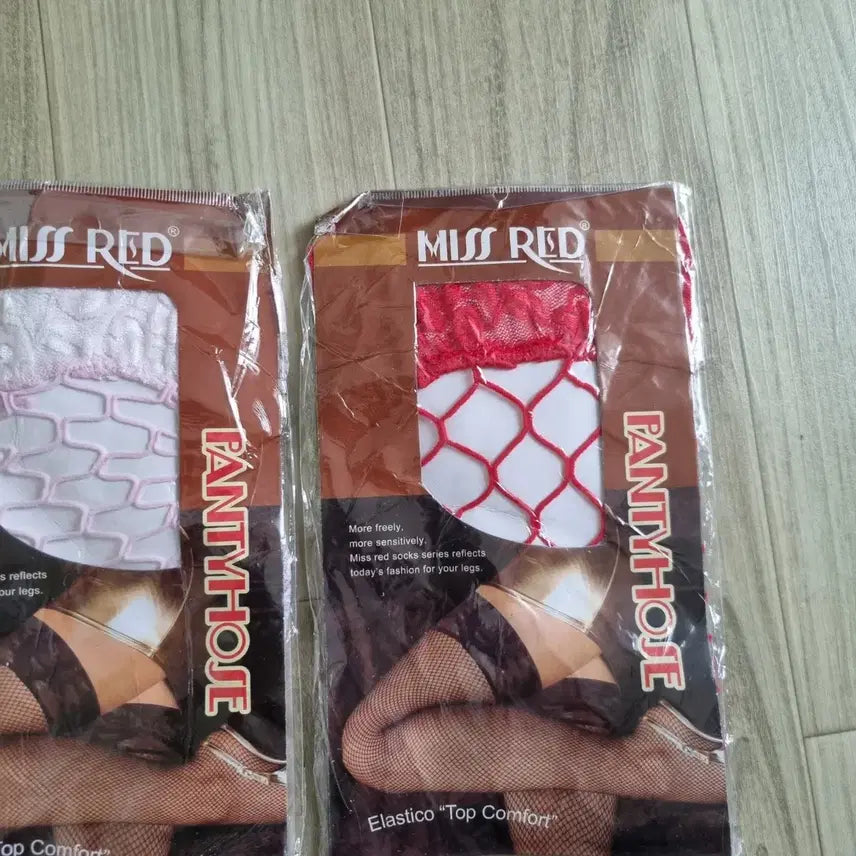 [BUNJANG] Miss Red Lace Garter Band Stockings Bundle Set / 수입 미스레드 칼라  망사 가터 밴드스타킹 3장 일괄
