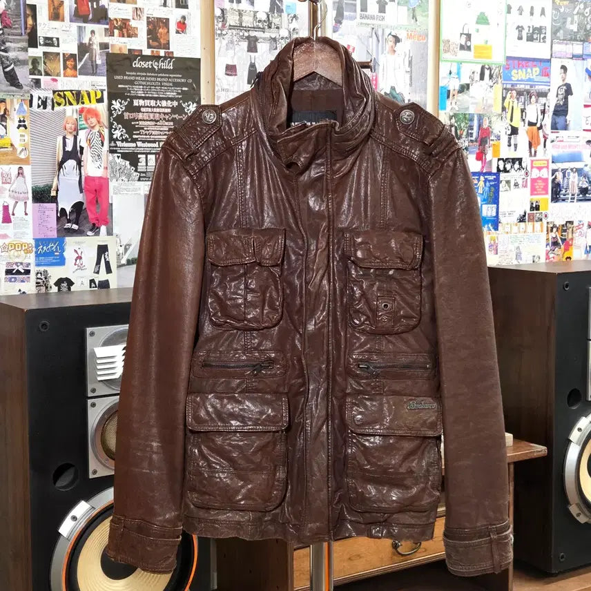 [BUNJANG] Buckaroo Brown Multi-Pocket Lambskin Jacket / 버커루 브라운 멀티포켓 양가죽 자켓