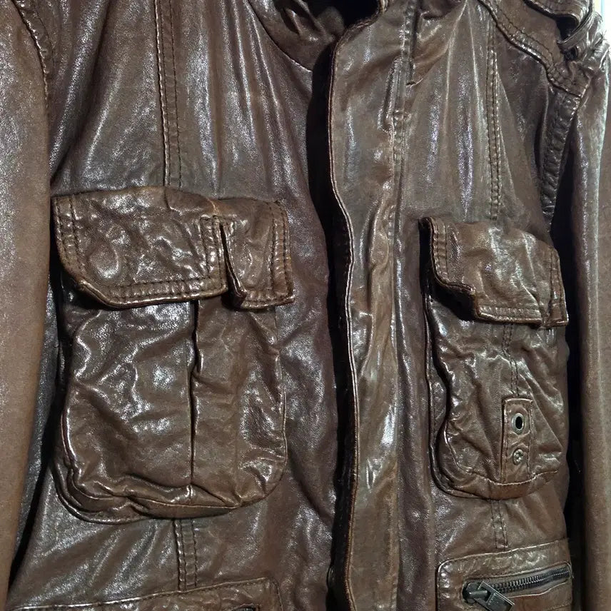 [BUNJANG] Buckaroo Brown Multi-Pocket Lambskin Jacket / 버커루 브라운 멀티포켓 양가죽 자켓