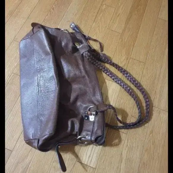 [BUNJANG] Brown Leather Shoulder Bag Tote / 브라운 천연가죽 숄더백 토트백