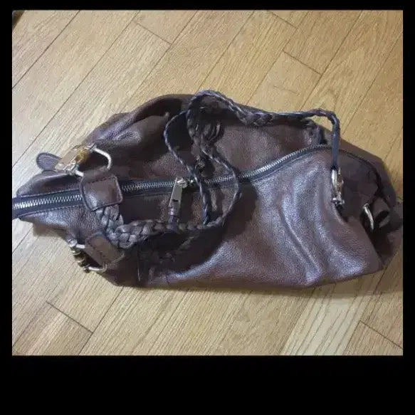 [BUNJANG] Brown Leather Shoulder Bag Tote / 브라운 천연가죽 숄더백 토트백