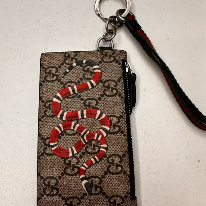 [BUNJANG] Gucci GG Supreme Canvas Snake Card Case / 구찌 GG 수프림 캔버스 스네이크 카드케이스 523903