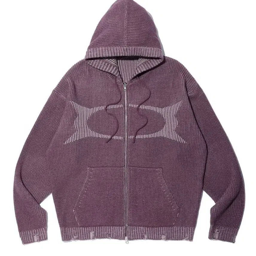 [BUNJANG] Critic Wormhole Knit Hood Zip Up Pink XL / 크리틱 후드집업