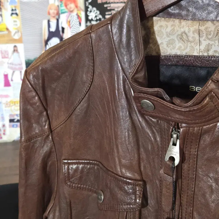 [BUNJANG] Vintage Brown Two-Pocket Lambskin Jacket / 빈티지 브라운 투포켓 양가죽 자켓