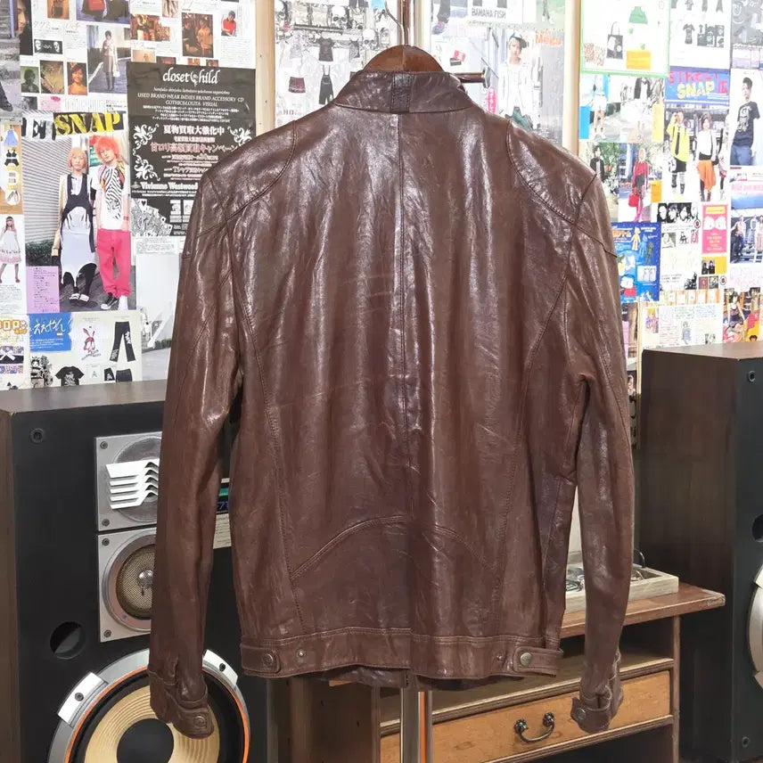 [BUNJANG] Vintage Brown Two-Pocket Lambskin Jacket / 빈티지 브라운 투포켓 양가죽 자켓