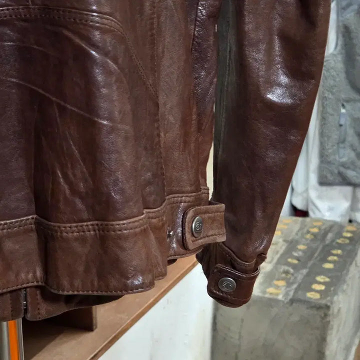 [BUNJANG] Vintage Brown Two-Pocket Lambskin Jacket / 빈티지 브라운 투포켓 양가죽 자켓