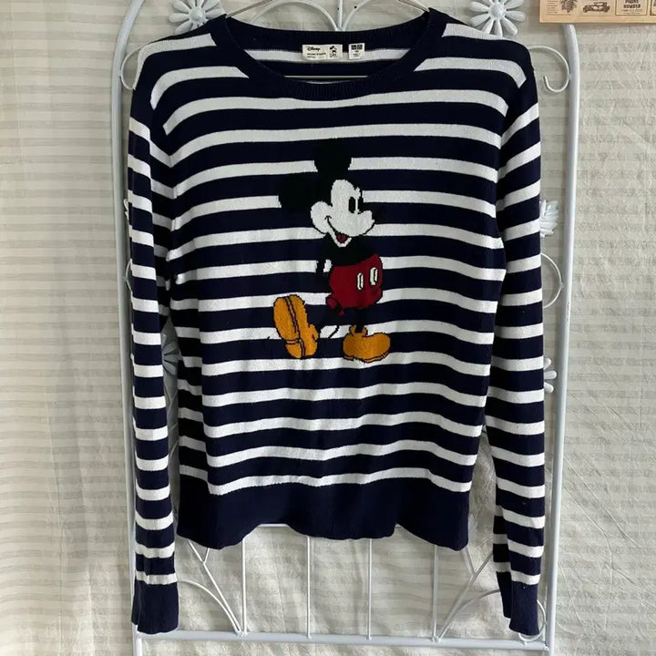 [BUNJANG] Uniqlo Vintage Mickey Mouse Navy Stripe T-shirt / 빈티지 미키 마우스 유니클로 네이비 스트라이프 티 917 y2k 스트릿