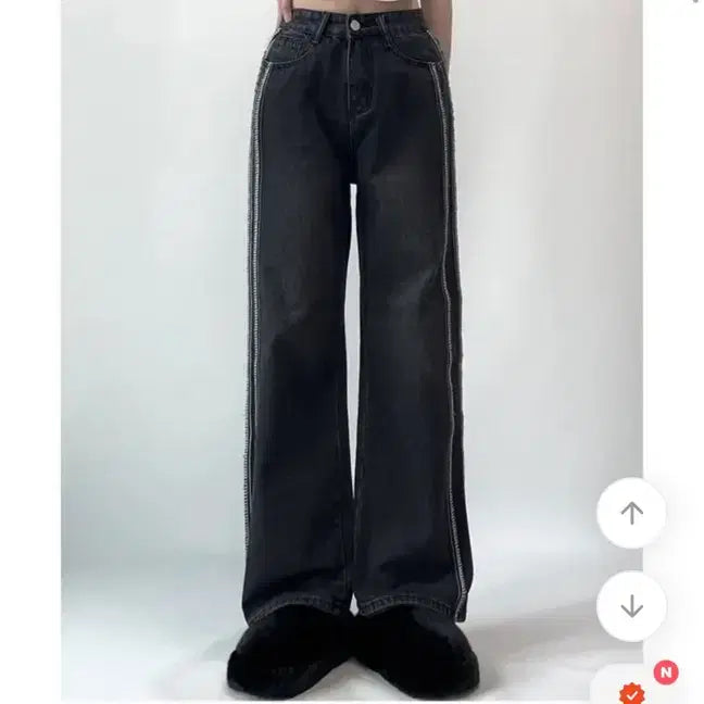 [BUNJANG] MIO Wide Denim Pants with Stitching / 미오 와이드 데님 팬츠 스티치 포인트