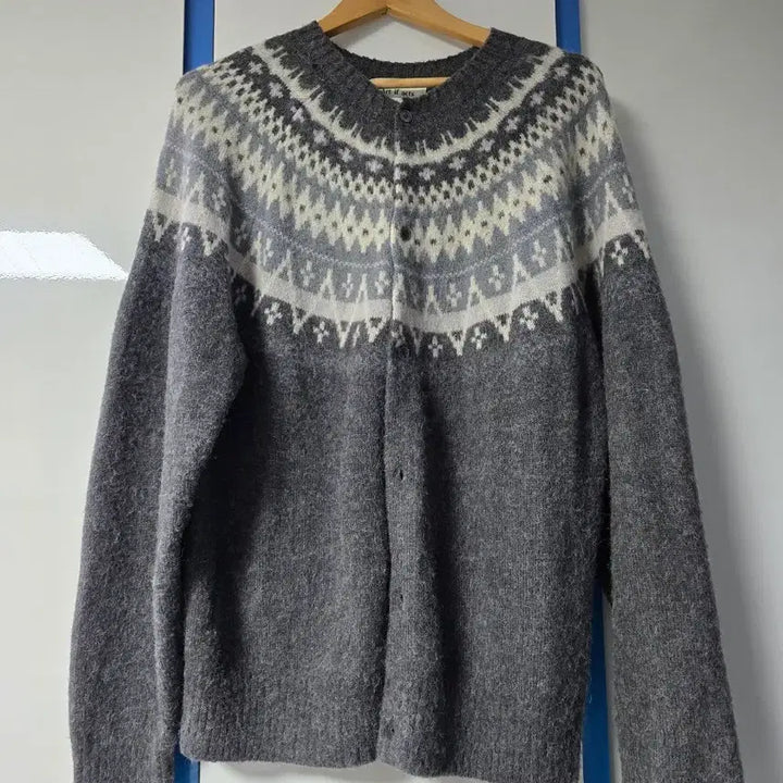 [BUNJANG] Artifcts Fair Isle Mohair Cardigan - Gray / [XL] 아트이프액츠 페어아일 모헤어 가디건 그레이