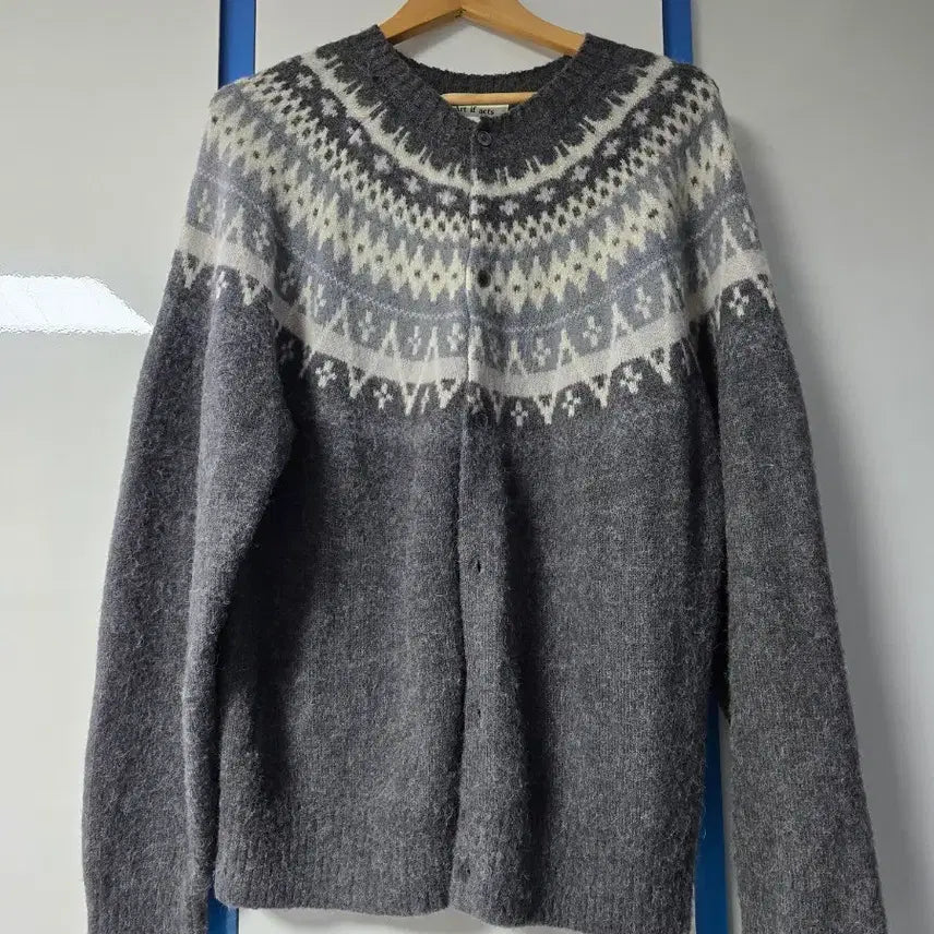[BUNJANG] Artifects Fair Isle Mohair Cardigan Grey XL / [XL] 아트이프액츠 페어아일 모헤어 가디건 그레이