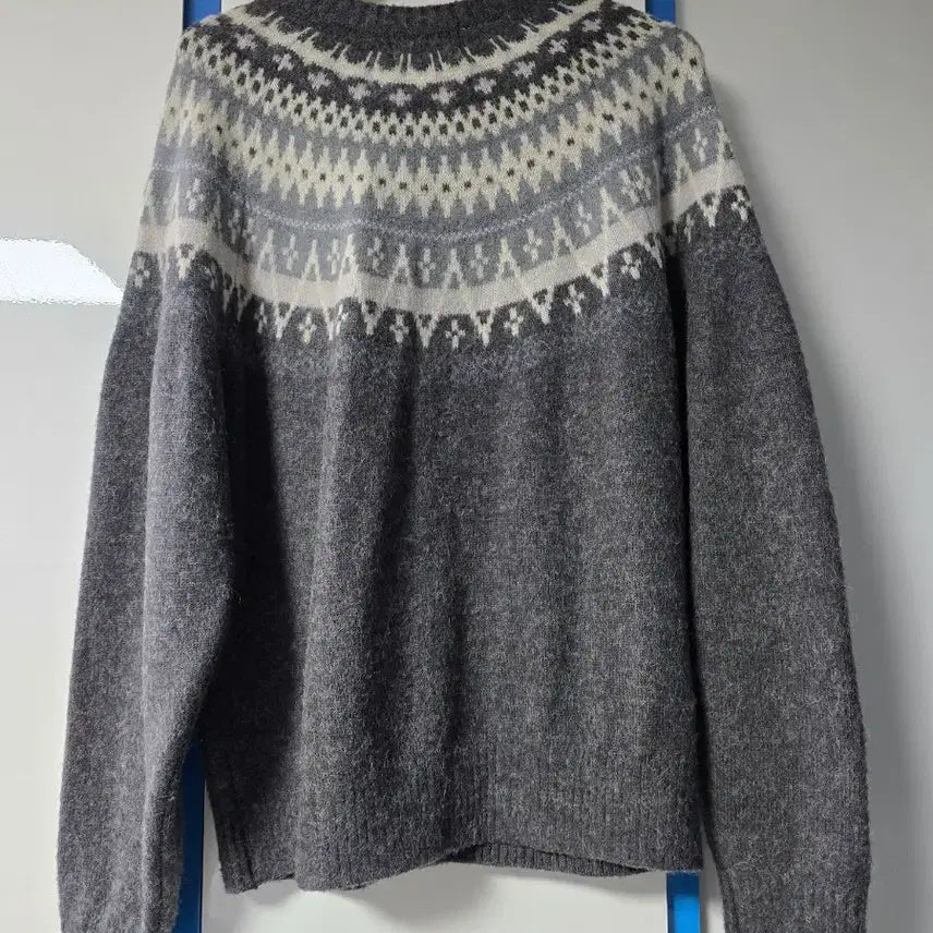 [BUNJANG] Artifcts Fair Isle Mohair Cardigan - Gray / [XL] 아트이프액츠 페어아일 모헤어 가디건 그레이
