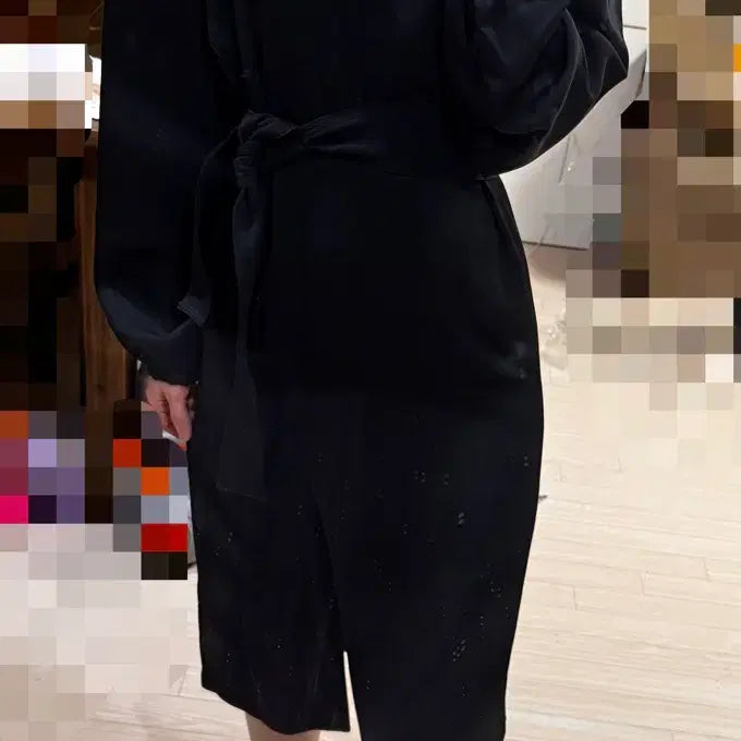 [SOLD OUT] 55 텍달린 새상품 바네사브루노 정가70만원 랩스타일 블랙 긴팔 원피스