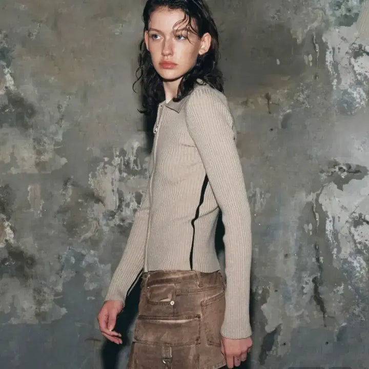 [BUNJANG] Porta Ribbed Knit Zip-up Jacket / 더포르타(Porta) 라인 리브드 니트집업 55-66 새상품