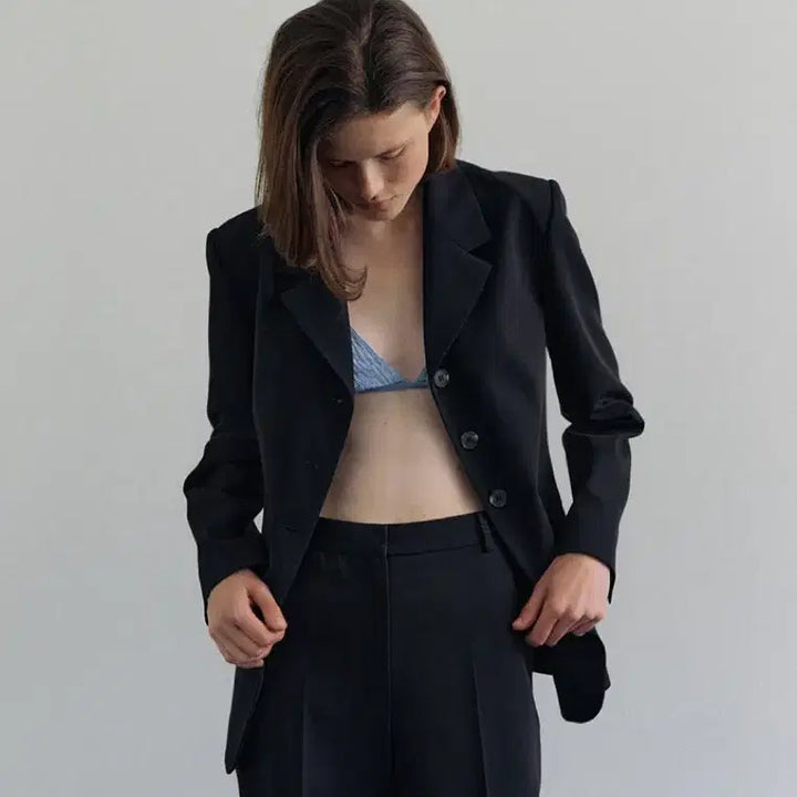 [BUNJANG] Otteu 3-Button Black Blazer Jacket / 오떼뜨 3버튼 블레이저 블랙 자켓 정장