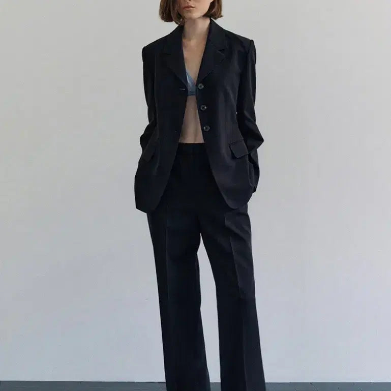 [BUNJANG] Otteu 3-Button Black Blazer Jacket / 오떼뜨 3버튼 블레이저 블랙 자켓 정장