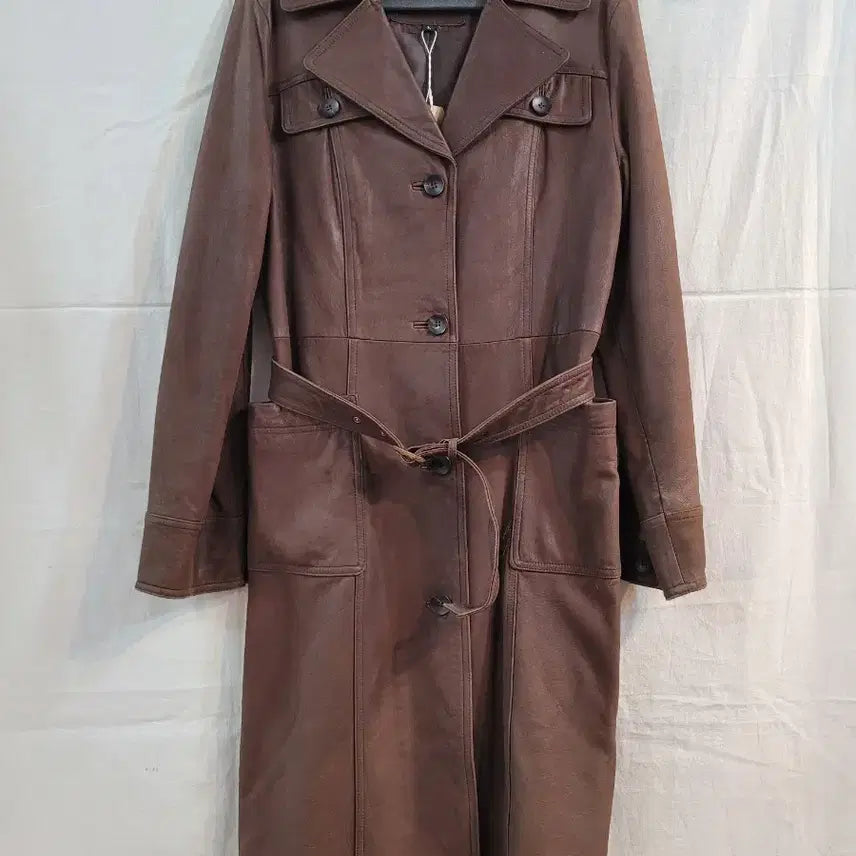 [BUNJANG] CASCADE Women's 100% Lambskin Long Coat / 캐스케이드 CASCADE 양가죽 100% 여성 양가죽 롱코트 M