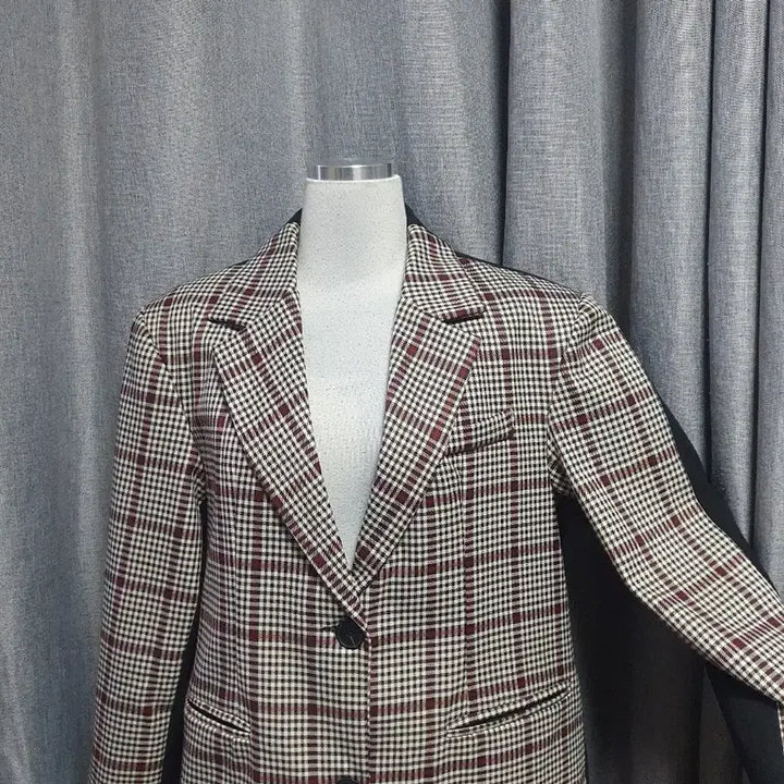 [BUNJANG] Checked Color Block Padded Jacket / 체크 배색 패드 고급자켓