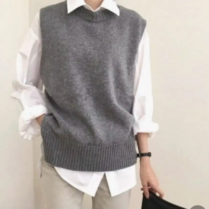 [BUNJANG] Knit Vest Gray / 니트 조끼 베스트 그레이