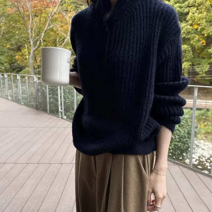 [BUNJANG] Navy Knit Top / 니트 (네이비)