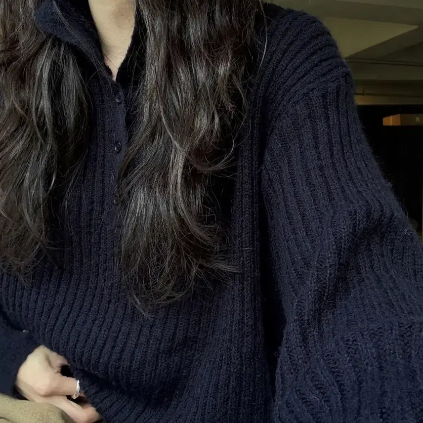 [BUNJANG] Navy Knit Top / 니트 (네이비)