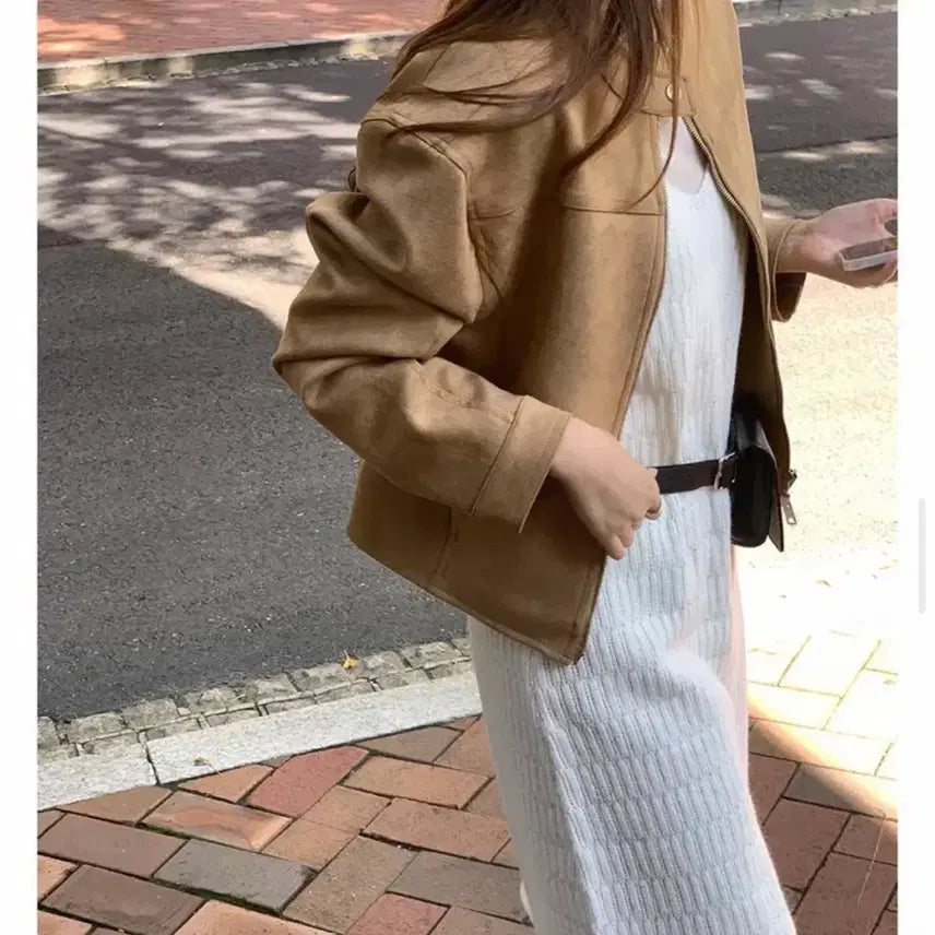 [BUNJANG] Marryaround Suede Jacket Beige Outerwear / 메리어라운드 자켓 메리어라운드 스웨이드 자켓 베이지 아우터