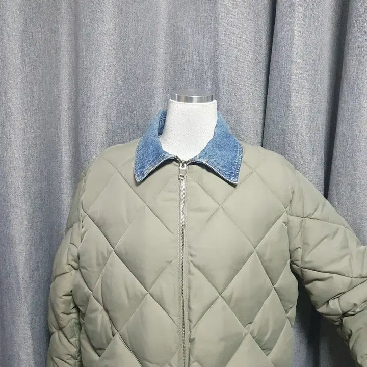 [BUNJANG] Denim Quilted Padded Jacket / 데님배색 퀼팅 패딩