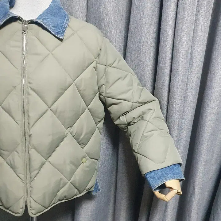 [BUNJANG] Denim Quilted Padded Jacket / 데님배색 퀼팅 패딩